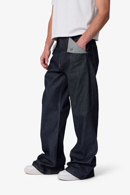 Mule Pocket Kick Flare Denim - Rinsed Indigo