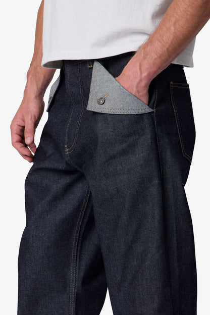 Mule Pocket Kick Flare Denim - Rinsed Indigo