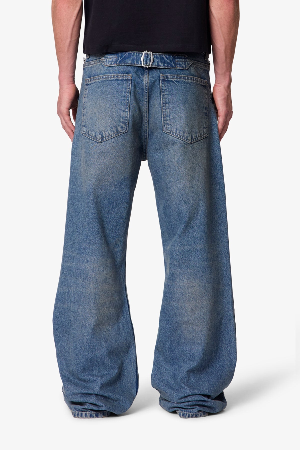 Mule Pocket Kick Flare Denim - Washed Blue