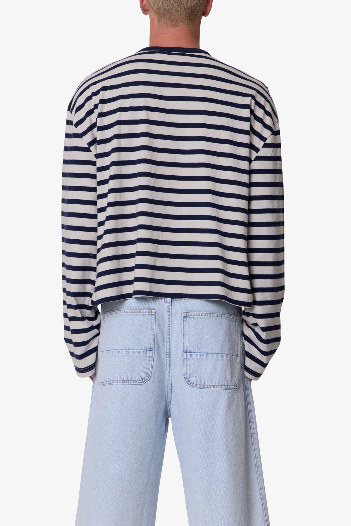 Multi Striped L/S Tee - White/Navy