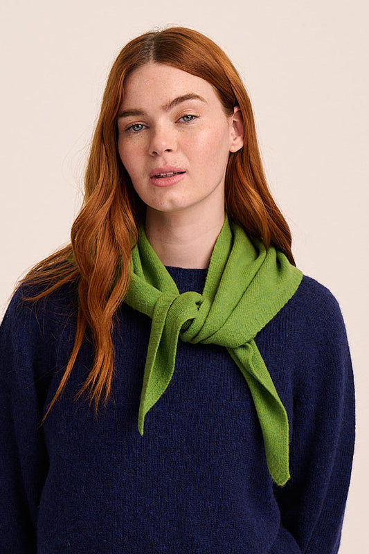 Nova Merino Wool Knitted Triangle Scarf - Green