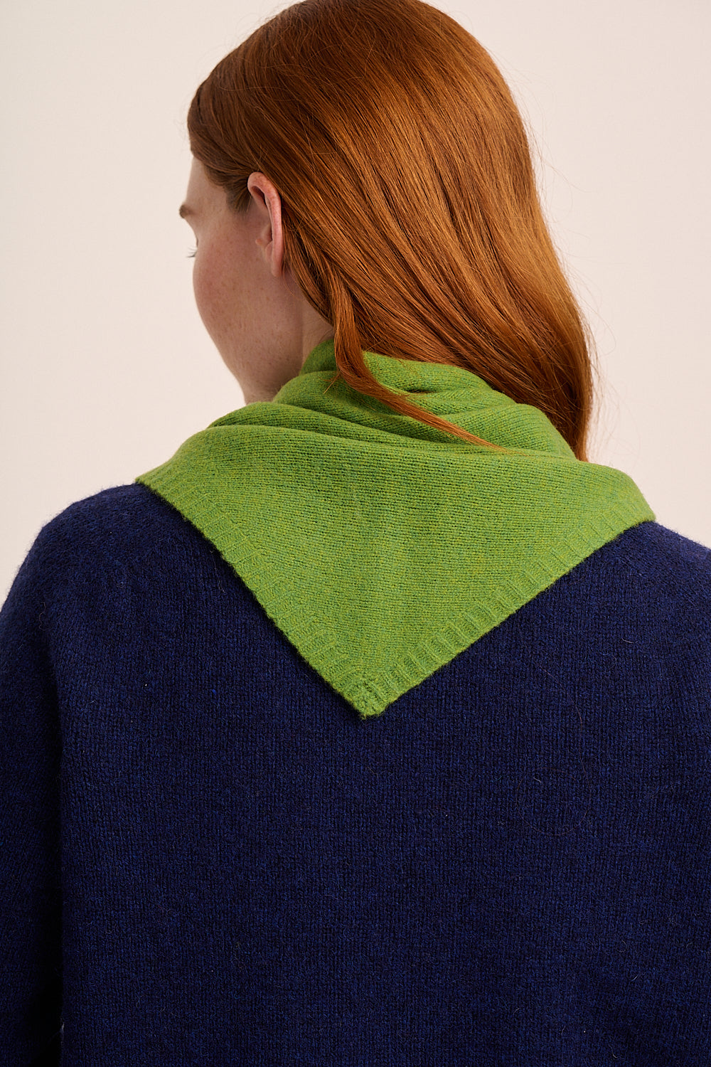 Nova Merino Wool Knitted Triangle Scarf - Green
