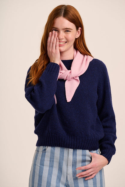 Nova Merino Wool Knitted Triangle Scarf - Pink