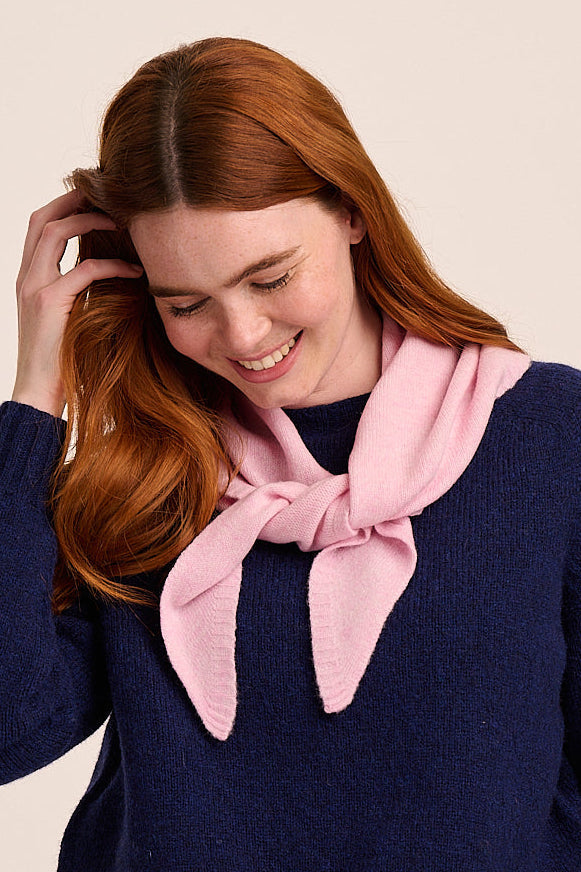 Nova Merino Wool Knitted Triangle Scarf - Pink