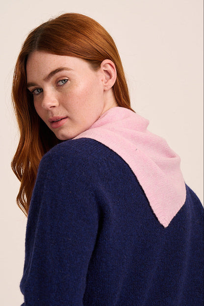 Nova Merino Wool Knitted Triangle Scarf - Pink