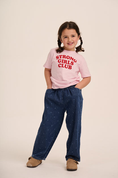 Strong Little Girls Club Slogan TShirt - Pink