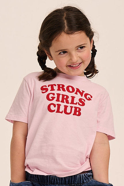 Strong Little Girls Club Slogan TShirt - Pink