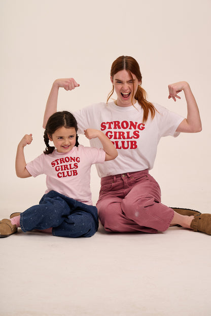 Strong Little Girls Club Slogan TShirt - Pink