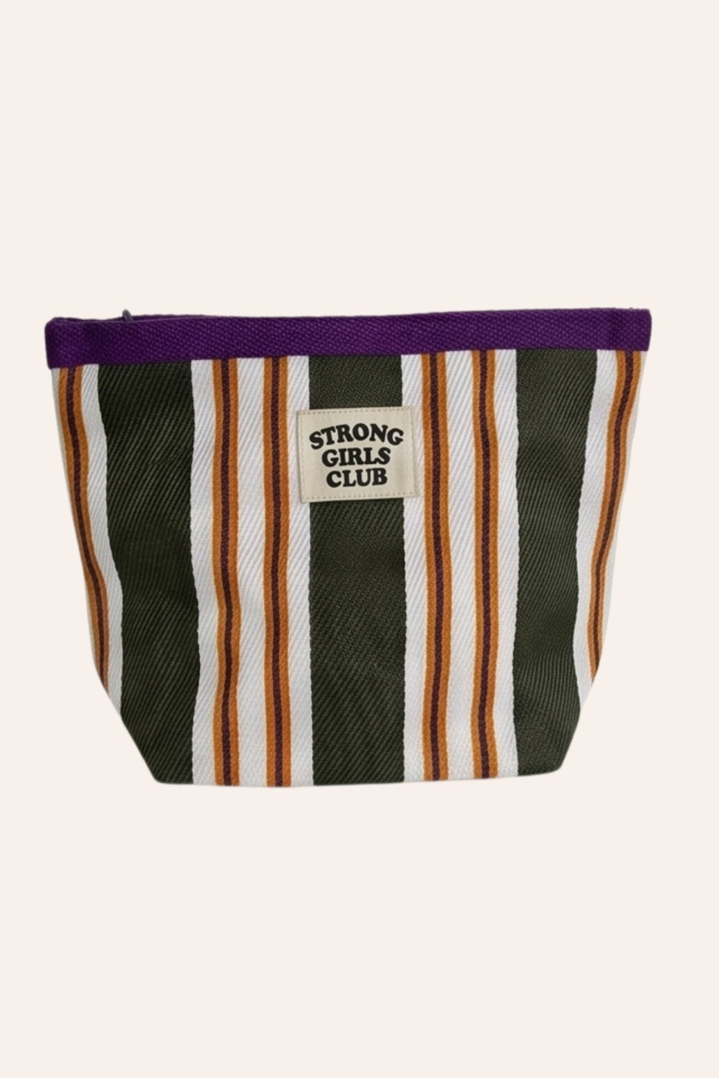 Recycled Nylon Striped Pouch - Green & Orange