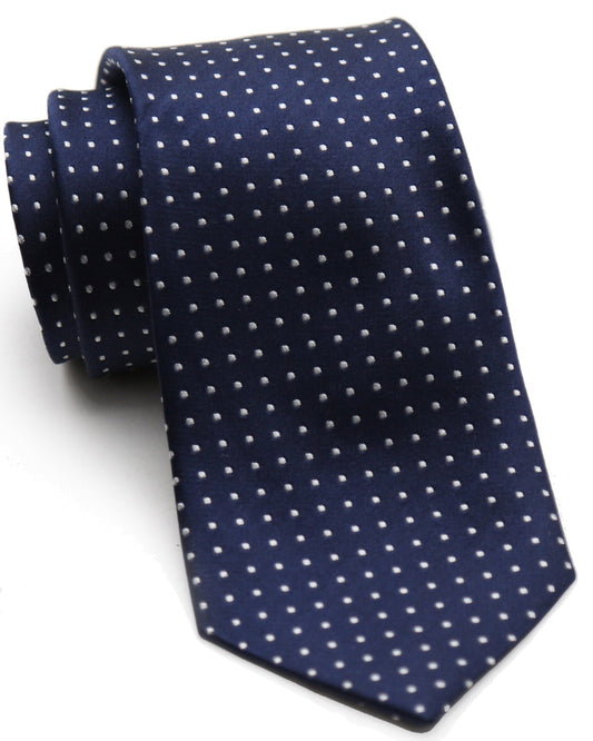 Navy with White Dots Woven Silk Tie