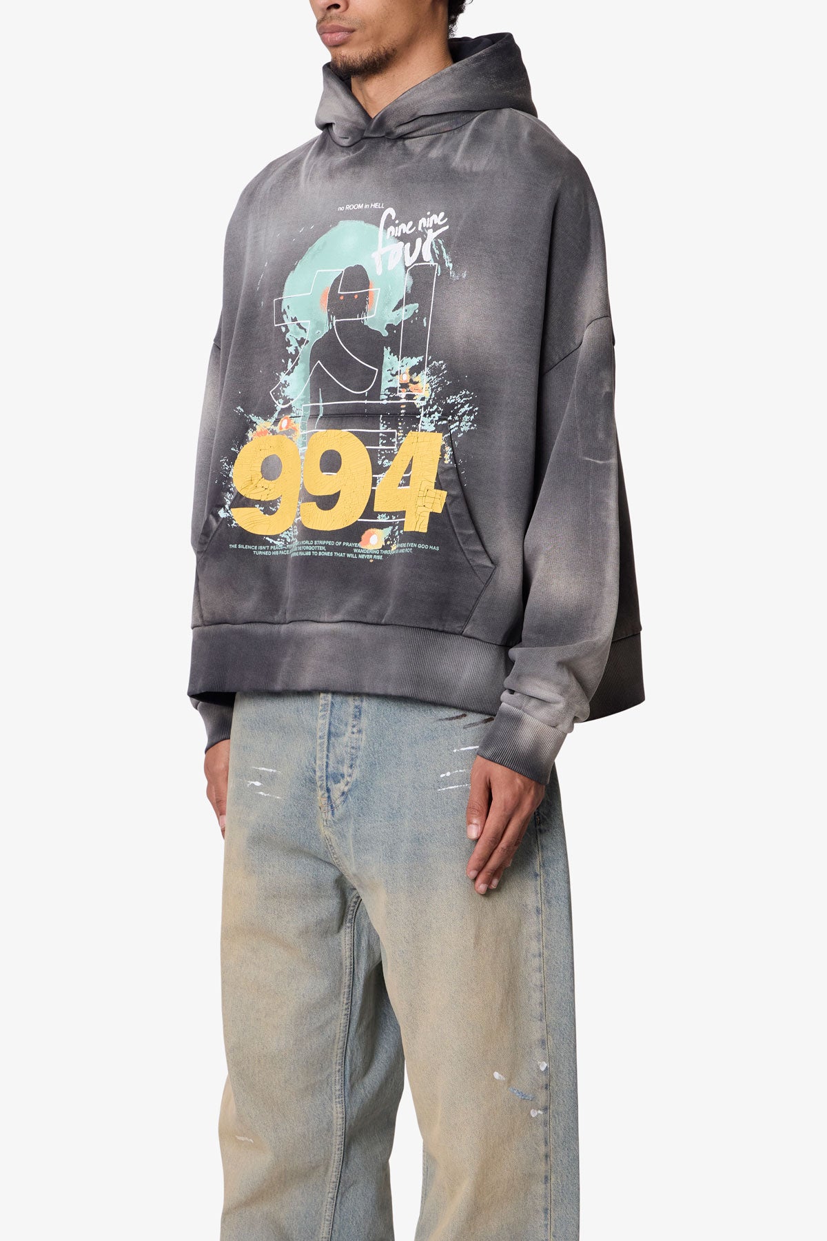 No Room in Hell Printed Hoodie - Washed Black