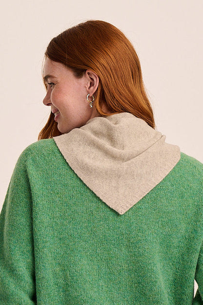 Nova Merino Wool Knitted Triangle Scarf - Grey