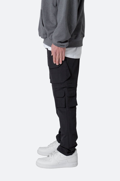 Nylon Cargo Traveler Pants - Black