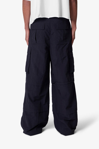 Nylon Rave Cargo Pants - Black
