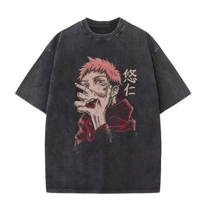2024Japan Anime Print Oversize Cotton Mens Vintage TShirt (Prat 2)