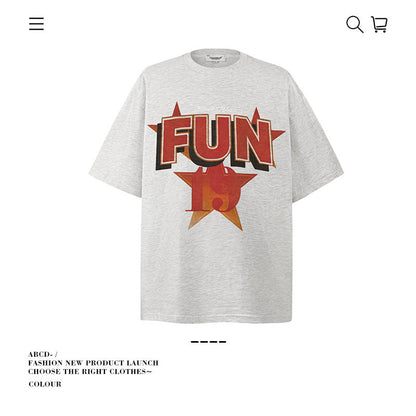 American vintage street T-shirt pure cotton men's and women's summer loose