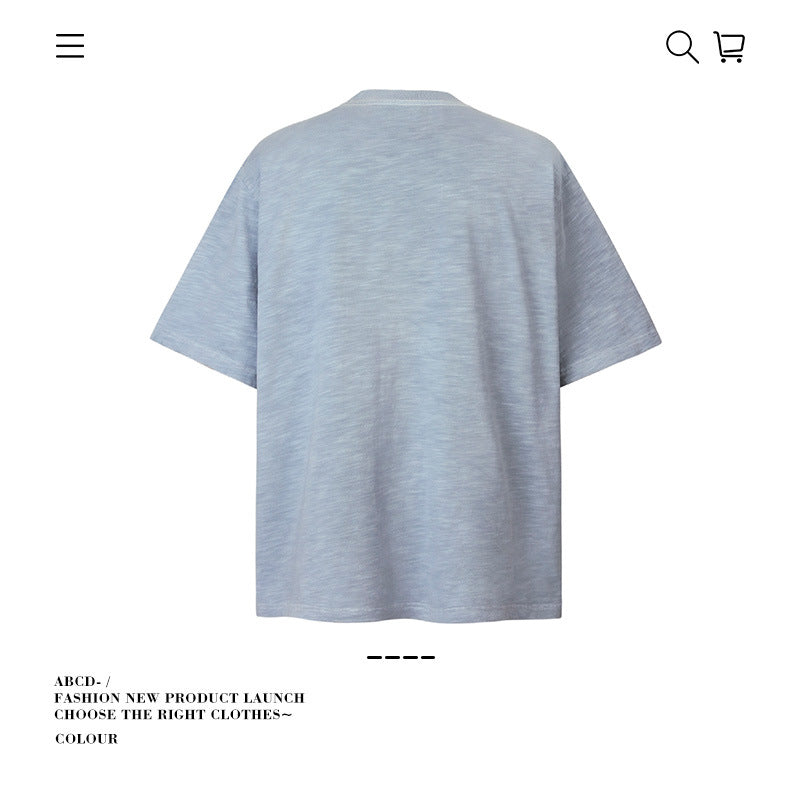 American vintage street T-shirt pure cotton men's and women's summer loose