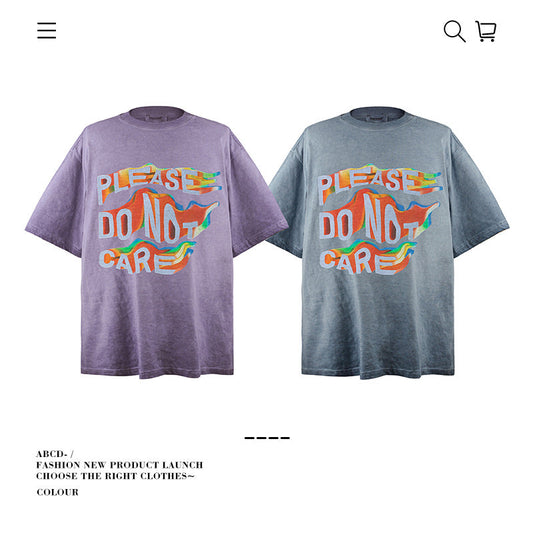 American vintage street T-shirt pure cotton retro men's and women's summer loose