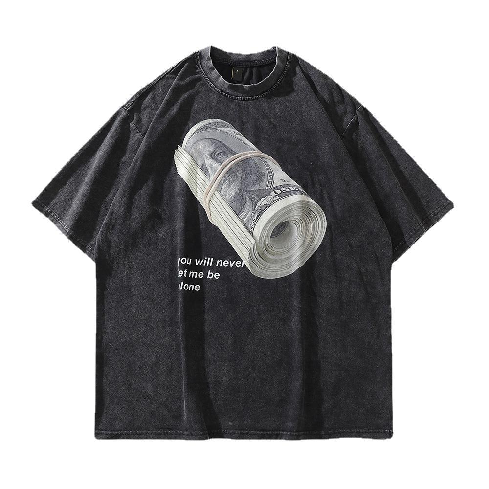 2024Dark Icon US Dollar Oversized Hip Hop T-shirt Men
