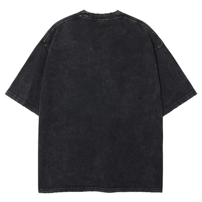 2024HipHop Streetwear Washed T Shirt Japanese Anime