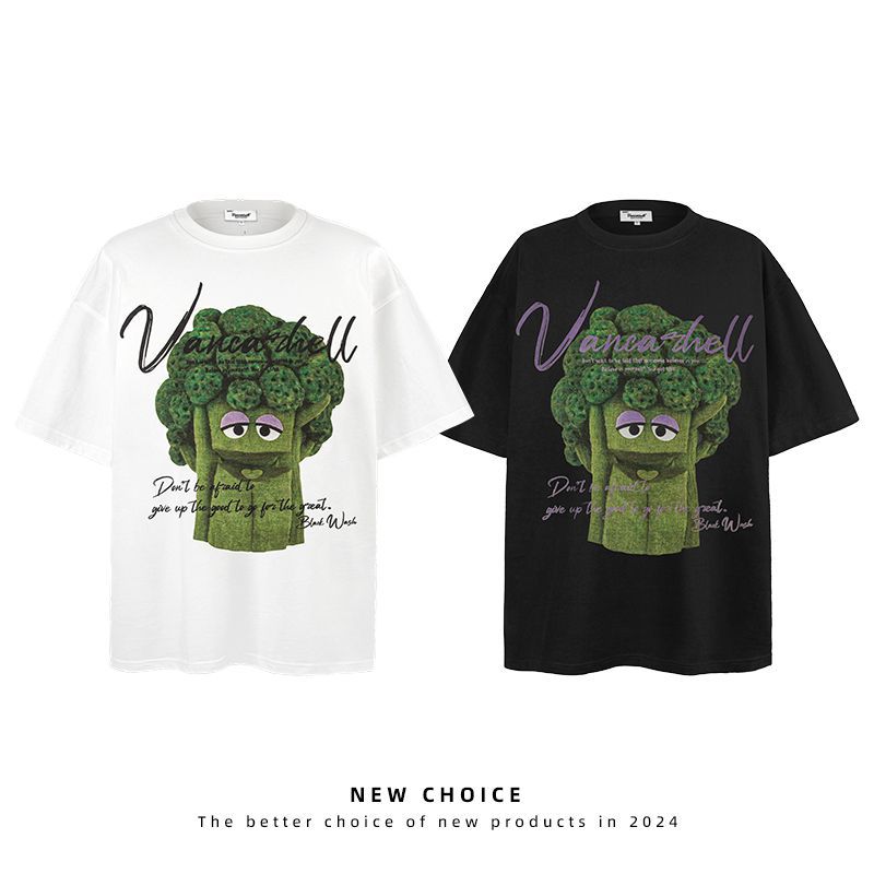 American vintage street T-shirt men's loose summer half-sleeved shirt