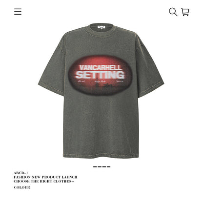 American vintage street T-shirt pure cotton retro men's and women's summer loose