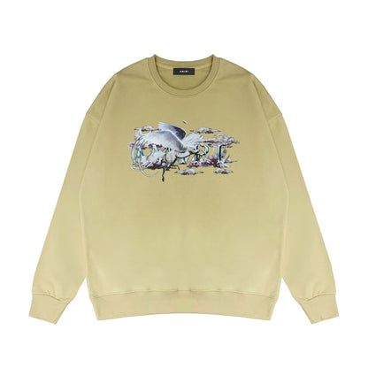Amiri Long Sleeved Shirt Fashion Brand Crew Sweatshirts round Neck Sweater