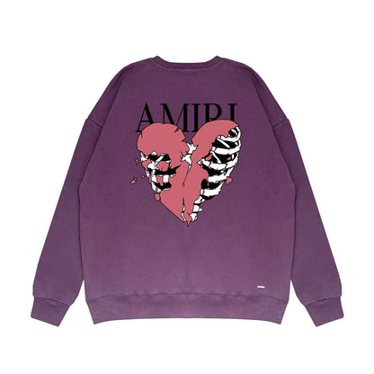 Amiri Long Sleeved Shirt Fashion Brand Crew Sweatshirts round Neck Sweater