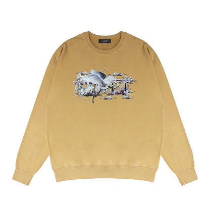 Amiri Long Sleeved Shirt Fashion Brand Crew Sweatshirts round Neck Sweater