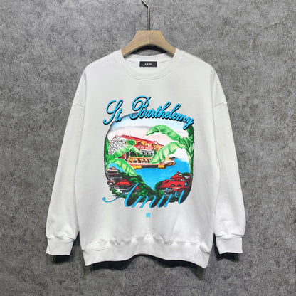 Amiri Long Sleeved Shirt Fashion Brand Crew Sweatshirts round Neck Sweater