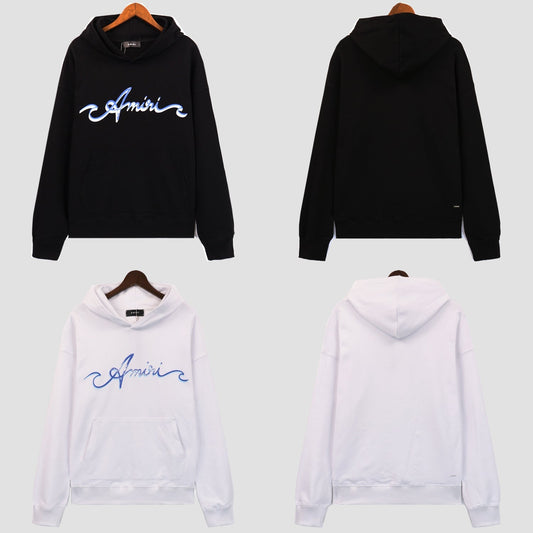 Amiri Hoodie gradual change letter pattern pullover hooded sweater men and women