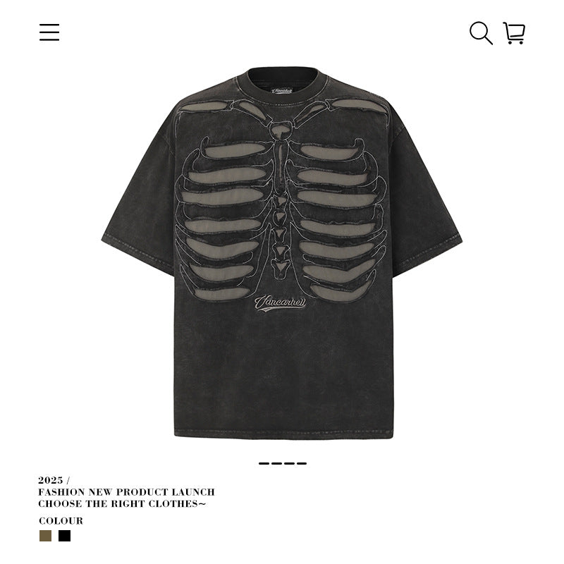 American vintage street T-shirt men's loose cotton