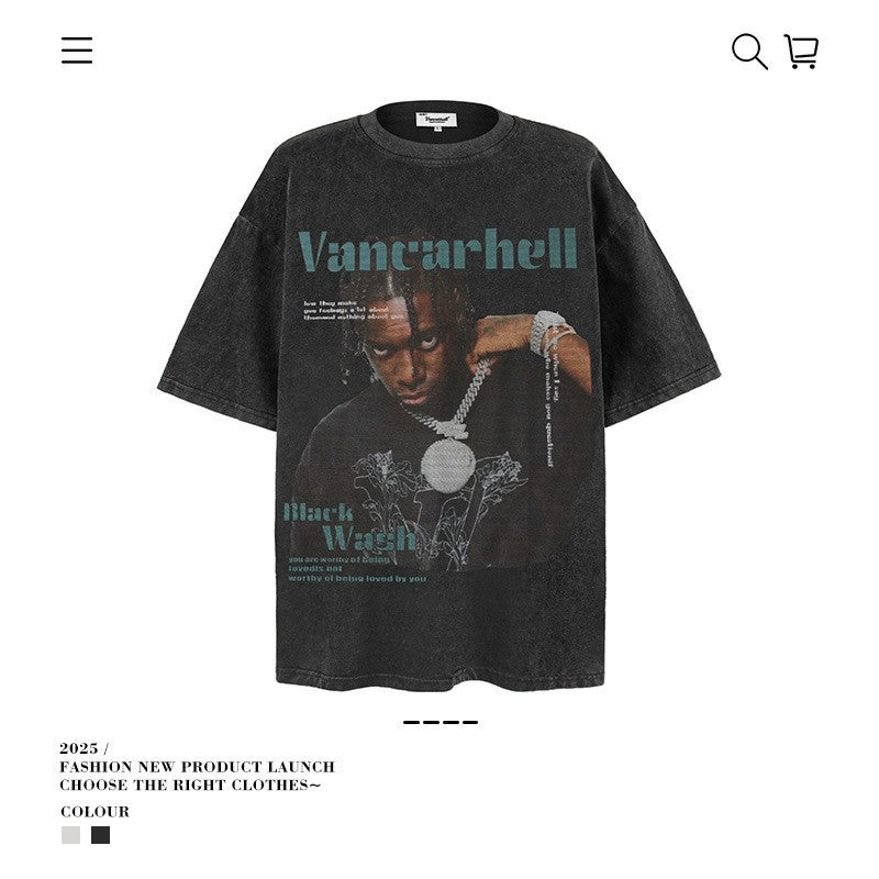 American vintage street T-shirt pure cotton men and women loose
