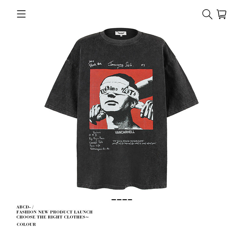 American vintage street T-shirt men's loose cotton