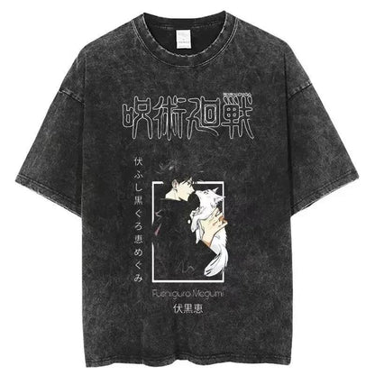 2024Japan Anime Print Oversize Cotton Mens Vintage TShirt (Prat 2)