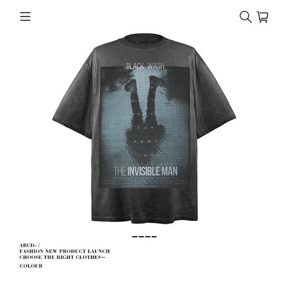 American vintage street T-shirt men's loose spring and summer half-sleeved shirt