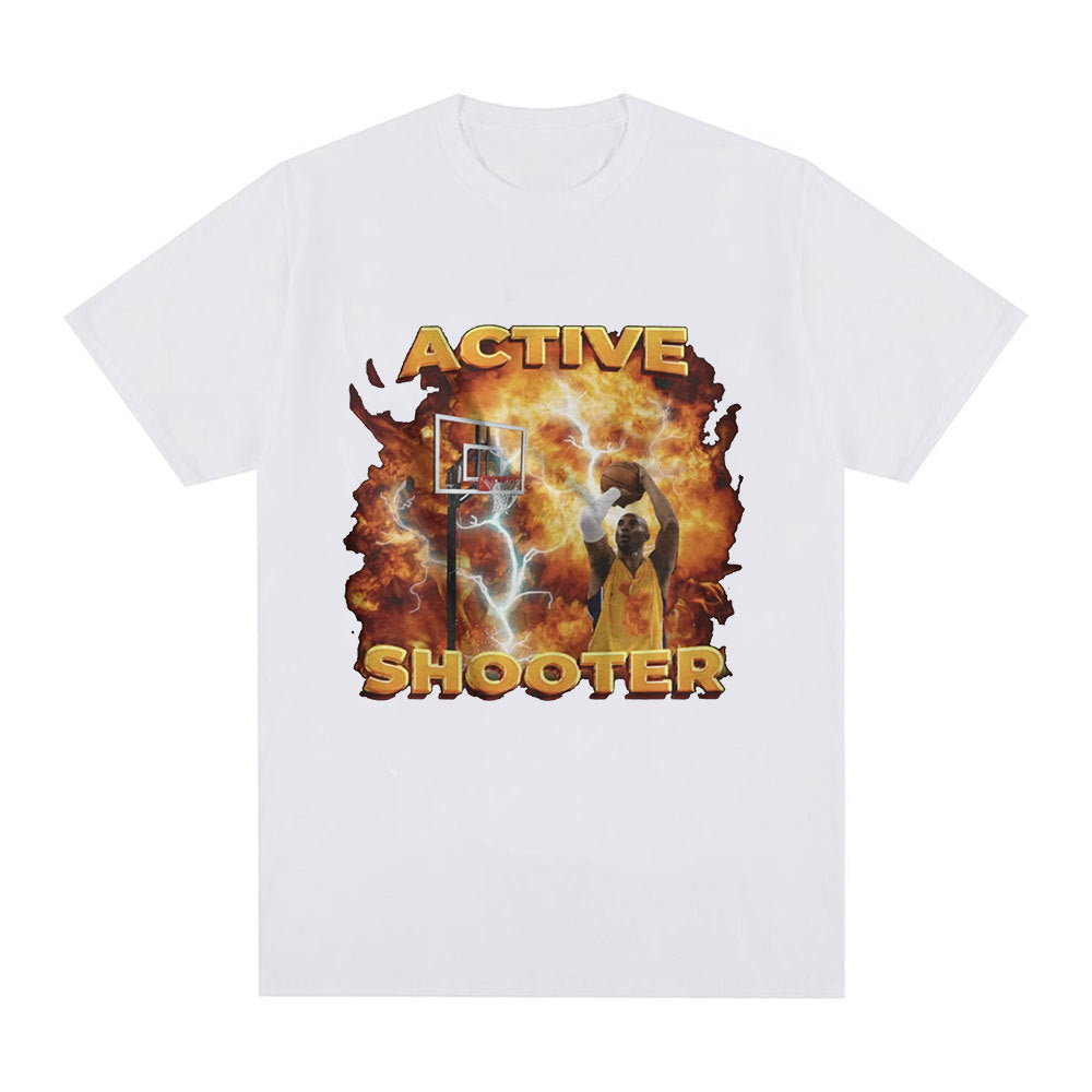 Active Shooter Funny Basketballer Meme Graphic T-shirt Men