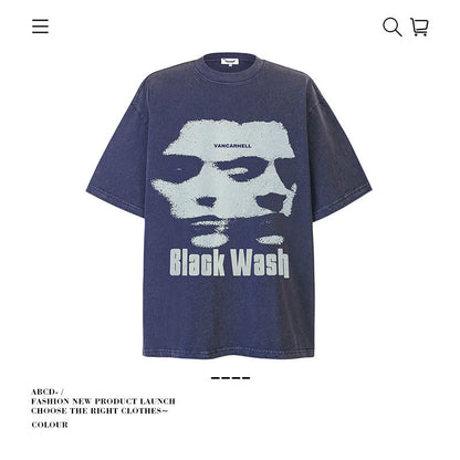 American vintage street T-shirt pure cotton retro men's and women's summer loose