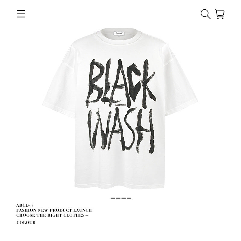 American vintage street T-shirt pure cotton retro men's and women's summer loose