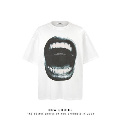 American vintage street T-shirt retro men loose summer