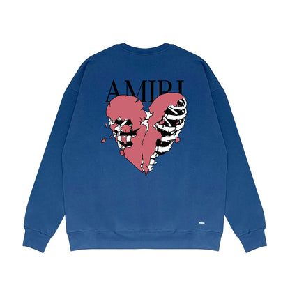 Amiri Long Sleeved Shirt Fashion Brand Crew Sweatshirts round Neck Sweater