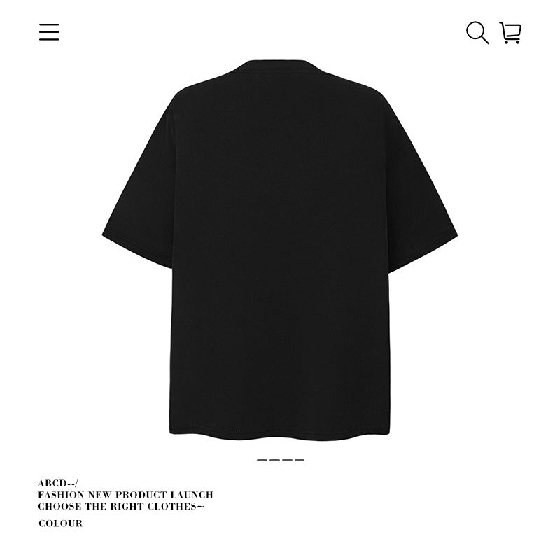 American vintage street T-shirt retro men's summer loose half-sleeved shirt