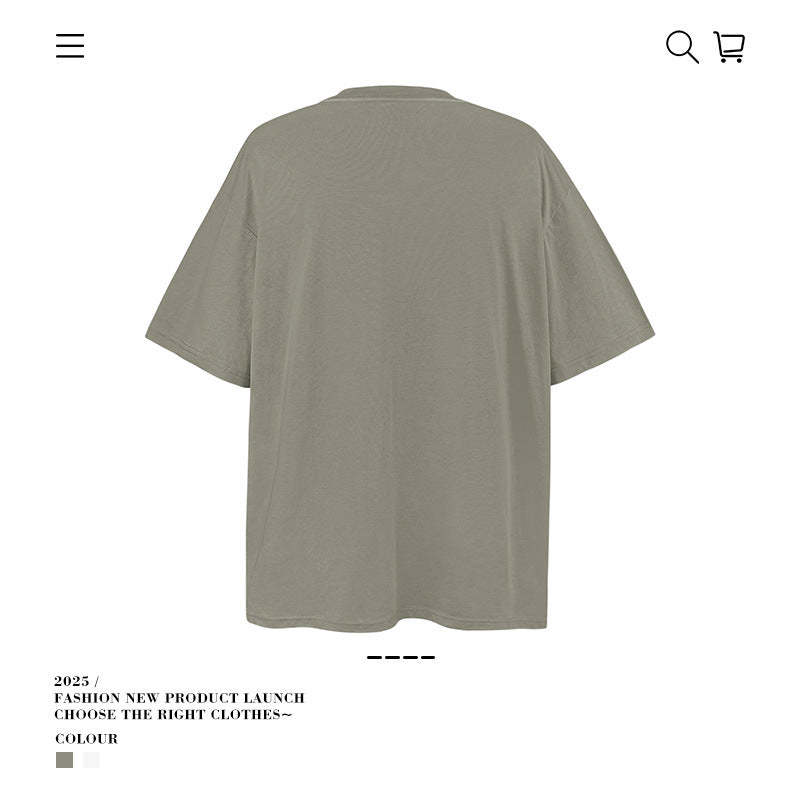 American vintage street T-shirt pure cotton men's and women's summer loose