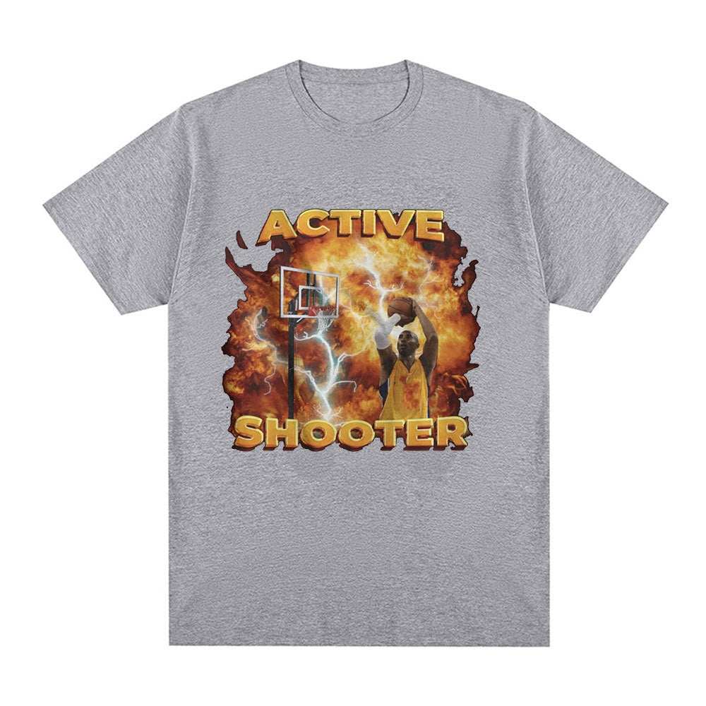 Active Shooter Funny Basketballer Meme Graphic T-shirt Men