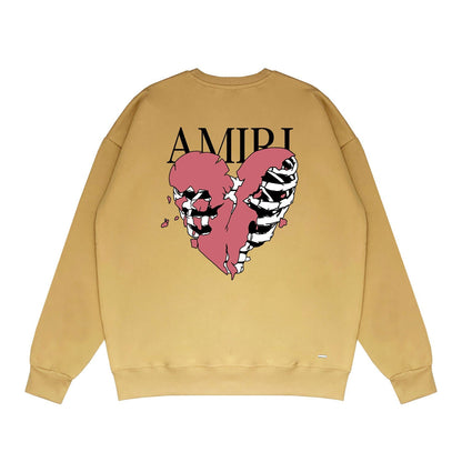 Amiri Long Sleeved Shirt Fashion Brand Crew Sweatshirts round Neck Sweater