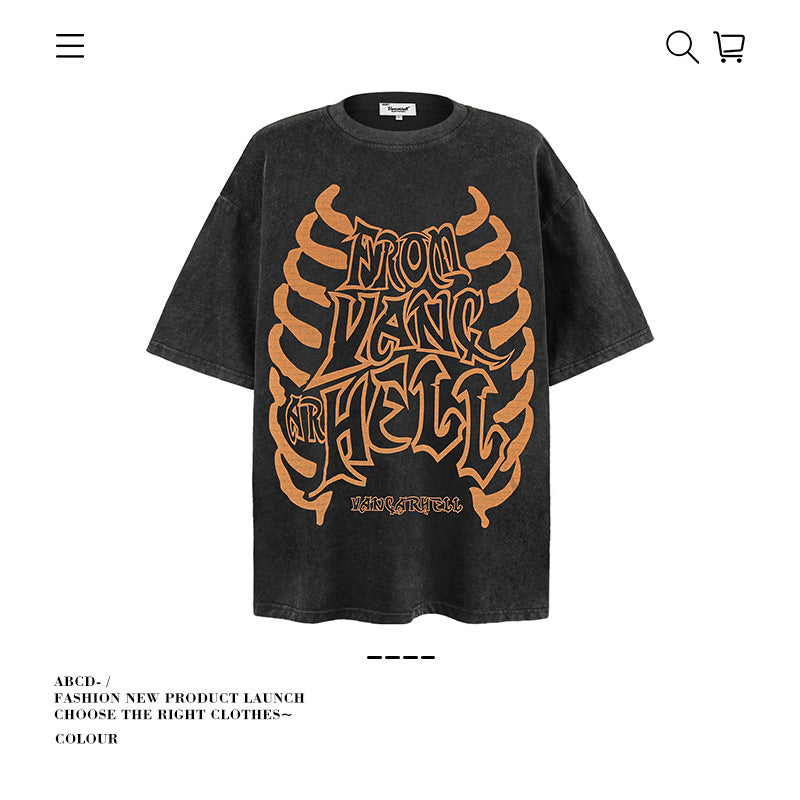 American vintage street T-shirt men's loose cotton