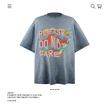 American vintage street T-shirt pure cotton retro men's and women's summer loose