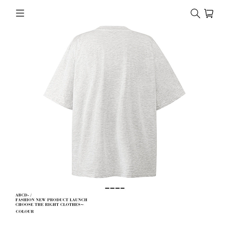 American vintage street T-shirt cotton lamb print men's and women's summer loose half-sleeves