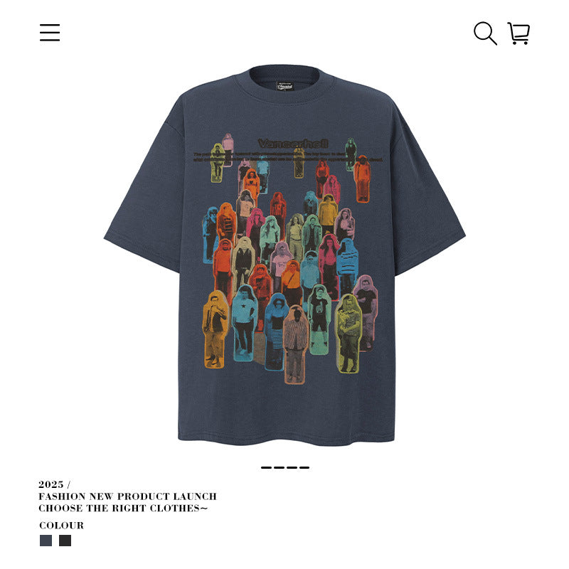 American vintage street T-shirt vintage cotton summer men and women