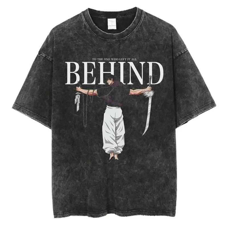 2024Japan Anime Print Oversize Cotton Mens Vintage TShirt